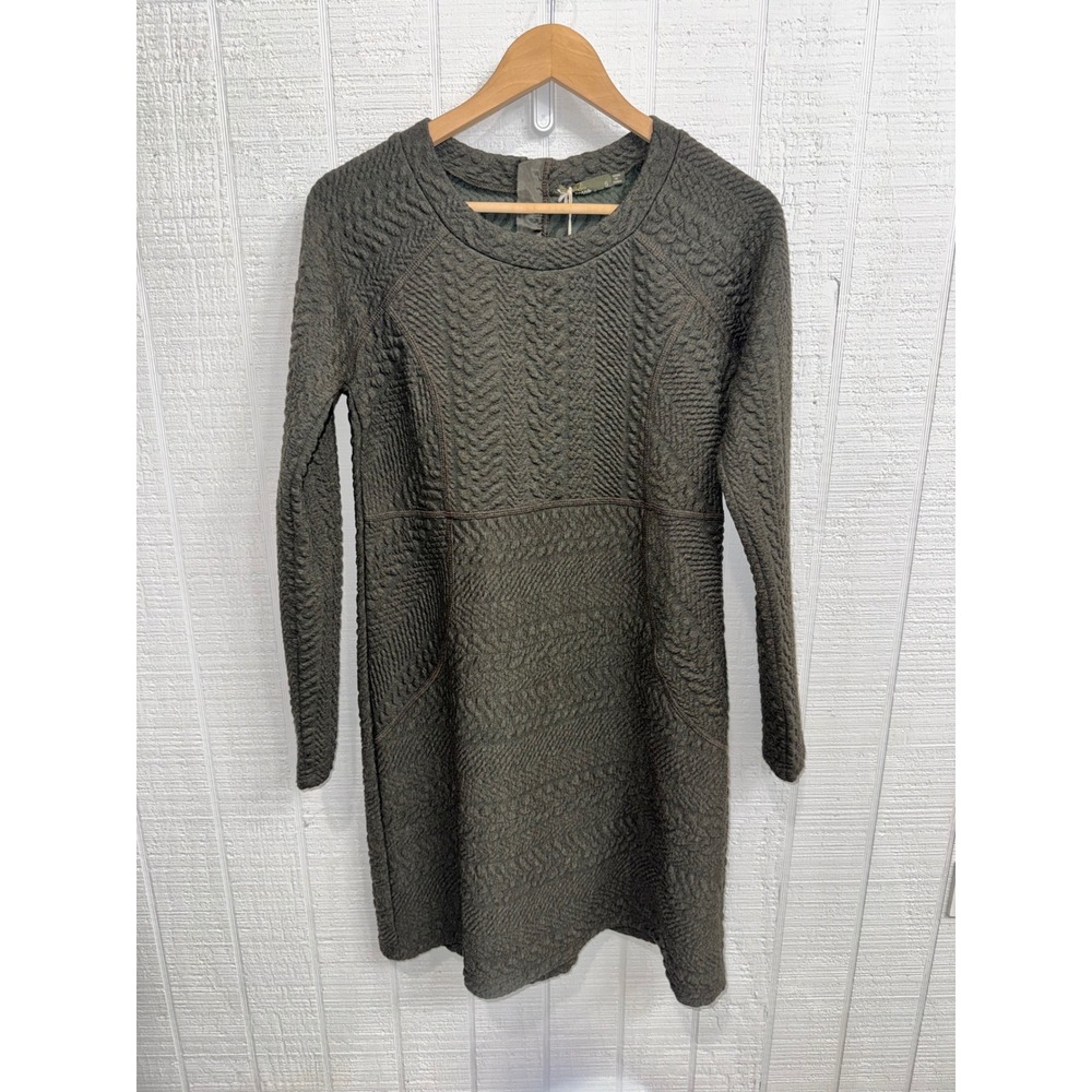 Prana Macee Dress Women Dark Olive Heather Quilted Long Sleeve W3MACE316 Small